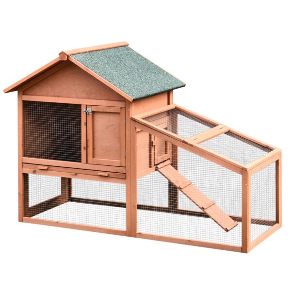2-Tier Rabbit Hutch - Outdoor Guinea Pig Cage - white background view