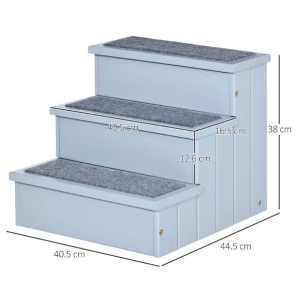 3-Step Wooden Dog Steps & Cat Ladder - dimensions view