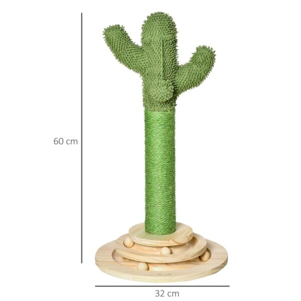 Cactus Cat Tree - Play Tower with Sisal Scratching & Ball - dimensions view