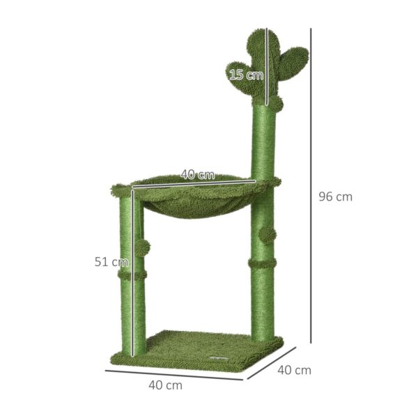 Cactus Cat Tree Tower - Sisal Scratching & Hammock - dimensions view