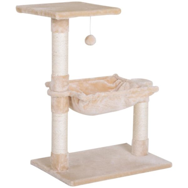 Cat Scratch Post & Tree - Indoor Activity Center with Hammock - white background view