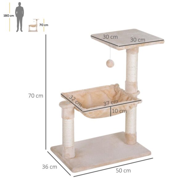Cat Scratch Post & Tree – Indoor Activity Center with Hammock (Beige) - dimensions view