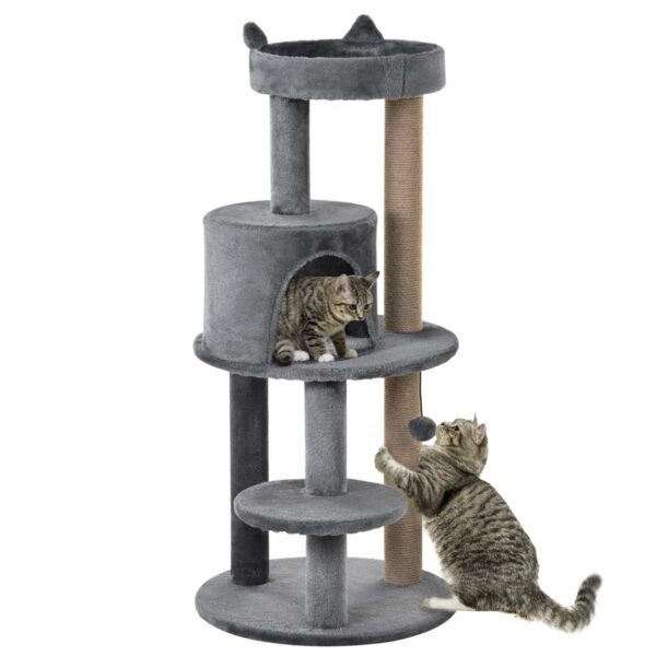 104cm Cat Tree - Condo Tower with Scratching Posts & Plush Perch - white background view