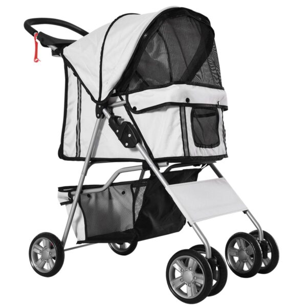 Compact Foldable Pet Stroller - Travel Carriage with Wheels - white background view