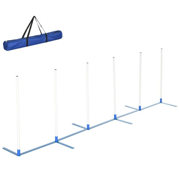 Dog Agility Course - Adjustable Set with 6 Weave Poles & Storage Bag - white background view