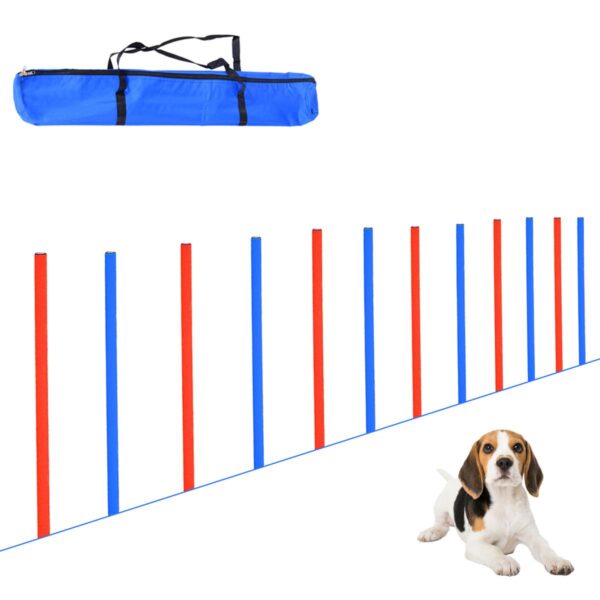 Dog Agility Training Set - Adjustable Obedience Poles for Exercise - white background view