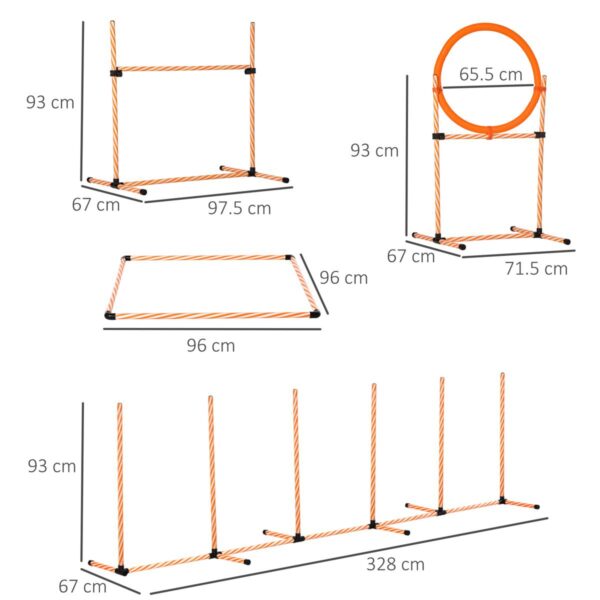 Dog Agility Training Set - Obstacle Course - dimensions view