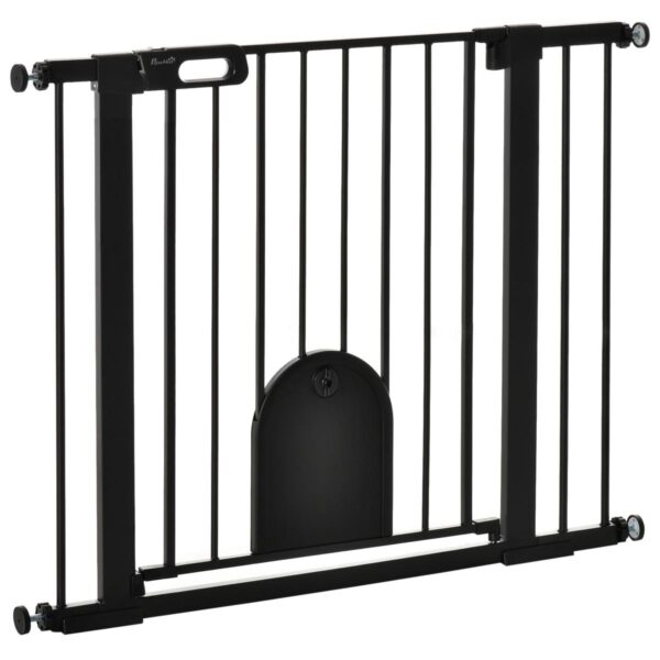 Dog Gate with Cat Flap - Safety Barrier - white background view