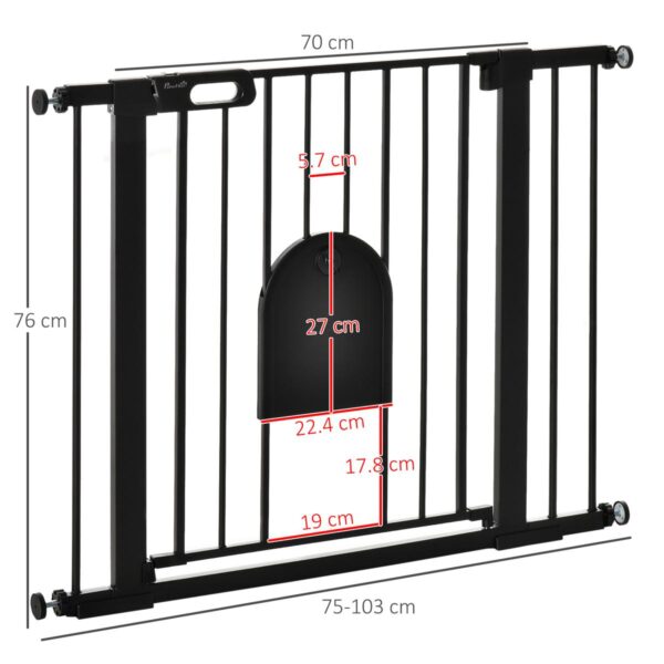 Dog Gate with Cat Flap - Safety Barrier - dimensions view