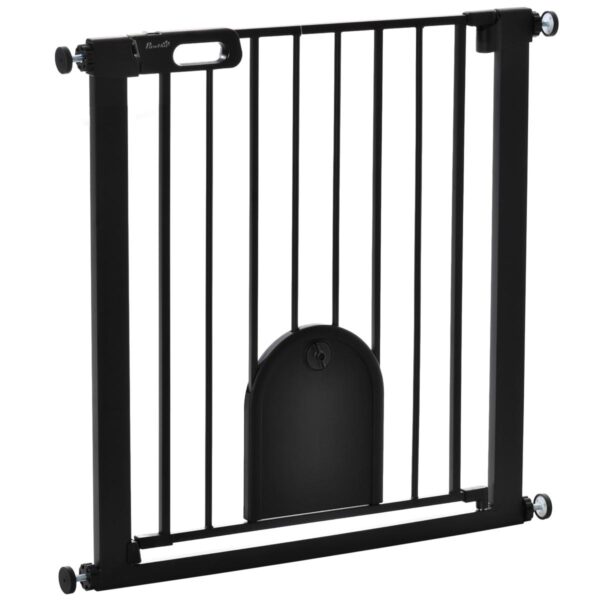 Dog Gate with Cat Flap - Safety Barrier - white background view