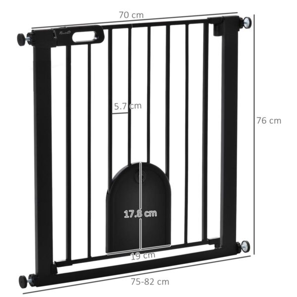 Dog Gate with Cat Flap - Safety Barrier - dimensions view