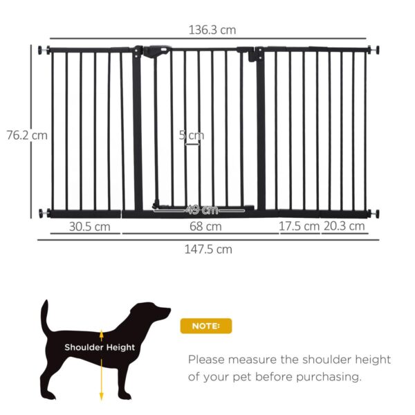 Dog Gate Stair Barrier - Pressure Fit Auto Close - dimensions view