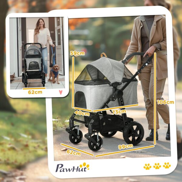 Dog Pram & Stroller - Foldable Pushchair - dimensions view