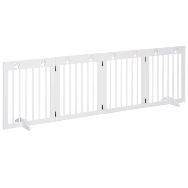 Durable Pet Gate - 4-Panel Wooden Dog Barrier - white background view