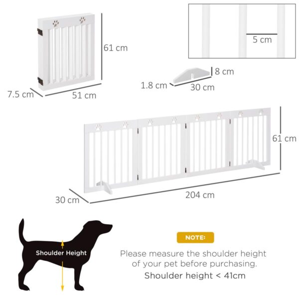Durable Pet Gate - 4-Panel Wooden Dog Barrier - dimensions view