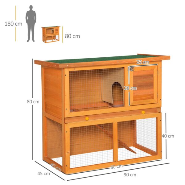 Durable Rabbit Hutch – Outdoor 2-Tier Cage Run, Open Top (90x45x80cm) - dimensions view