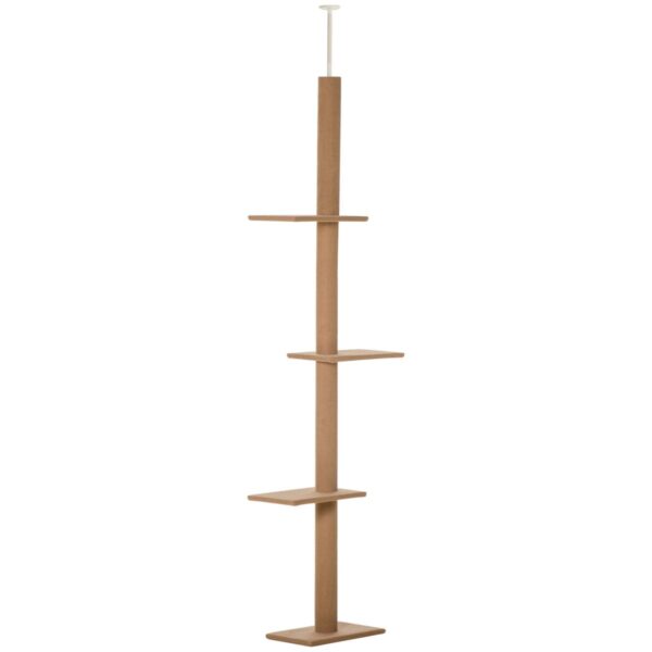 Floor-to-Ceiling Cat Tree - 3‑Platform Activity Centre - white background view
