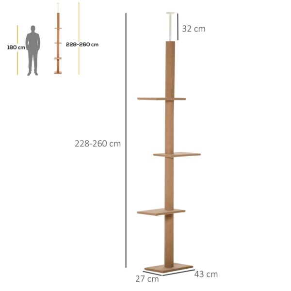 Floor-to-Ceiling Cat Tree - 3‑Platform Activity Centre - dimensions view