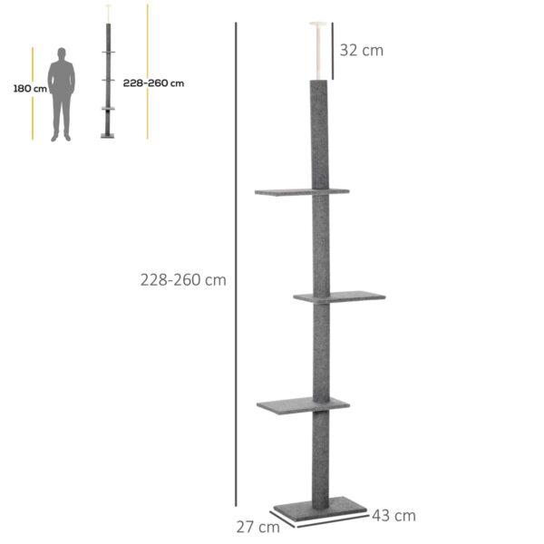Floor‑to‑Ceiling Cat Tree - 3‑Platform Activity Centre - dimensions view
