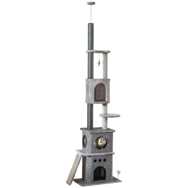 Floor-to-Ceiling Cat Tree - Climbing Tower - white background view