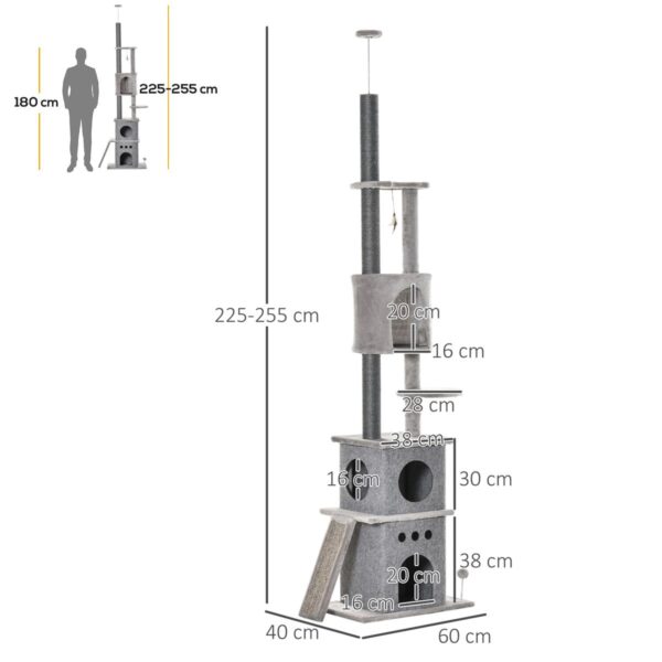 Floor-to-Ceiling Cat Tree - Climbing Tower - dimensions view
