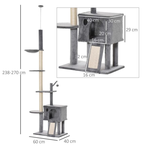 Floor-to-Ceiling Cat Tree - Scratching & Hammock - dimensions view