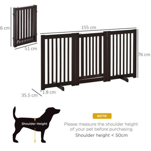 Freestanding Dog Gate - Foldable Pet Fence & Stair Barrier - dimensions view