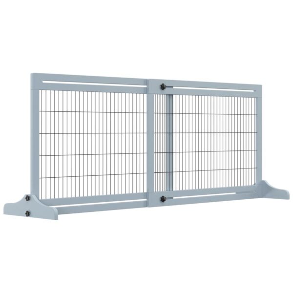Freestanding Dog Gate - Foldable Wood Barrier - white background view