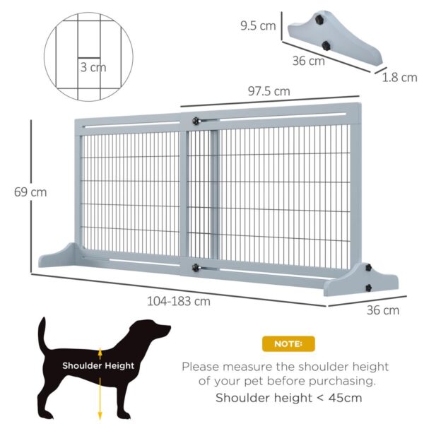 Freestanding Dog Gate - Foldable Wood Barrier - dimensions view