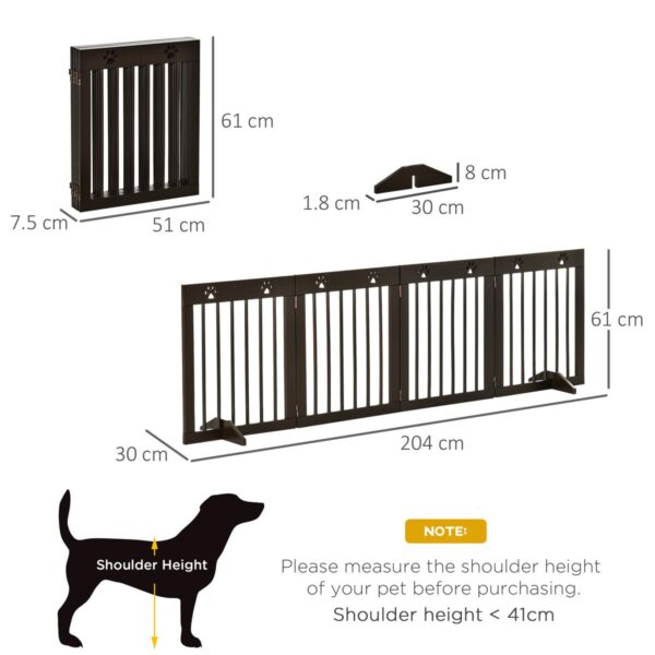 Freestanding Pet Gate - 4-Panel Wooden Barrier - dimensions view