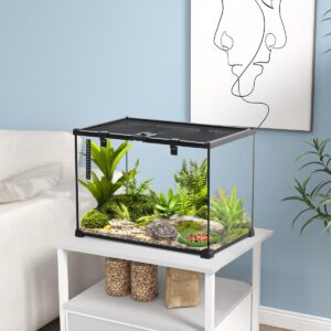 Glass Reptile Terrarium Insect Breeding Tank Vivarium Habitats with Thermometer for Lizards, Horned Frogs, Snakes, Spiders - Large 50 x 30 x 35cm - in use view