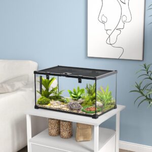 Glass Reptile Terrarium Insect Breeding Tank Vivarium Habitats with Thermometer for Lizards, Horned Frogs, Snakes, Spiders - Medium 50 x 30 x 25cm - in use view