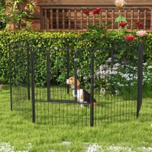8 Panels Heavy Duty Puppy Playpen, for Large, Medium Dogs, Indoor and Outdoor Use - Black - in use view