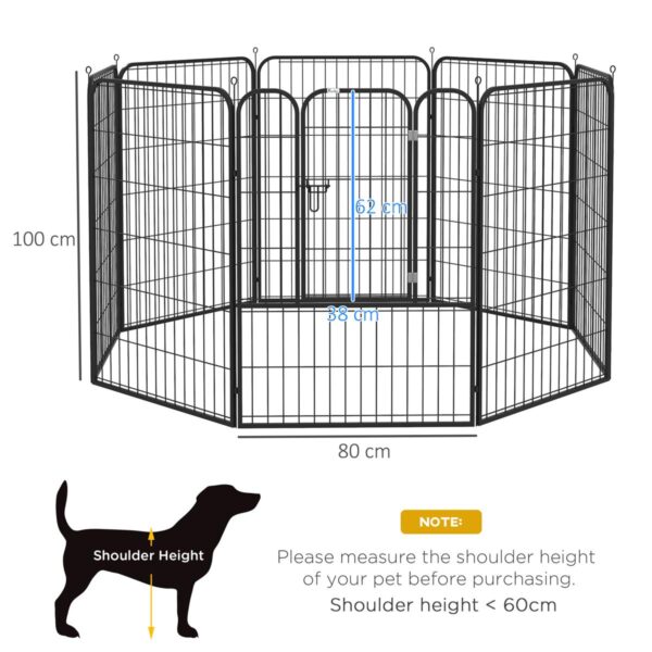 Heavy Duty Puppy Playpen - 8‑Panel Enclosure for Med/Large Dogs - dimensions view