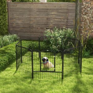 8 Panels Heavy Duty Puppy Playpen, for Small and Medium Dogs, Indoor and Outdoor Use - Black - in use view