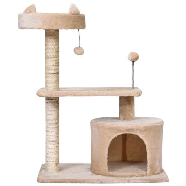 Indoor Cat Tree - Condo with Scratching, Perch & Jump Platforms, Beige - white background view