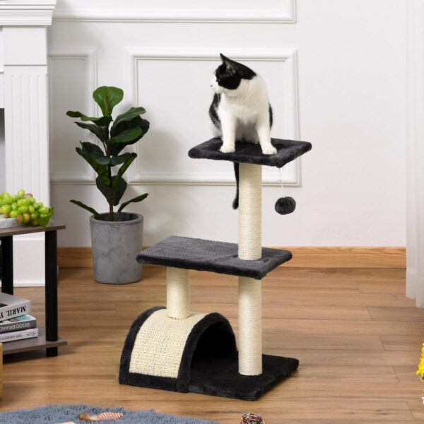 72cm Cat Tree with Scratching Post, Pad for Indoor Cats - Black - in use view
