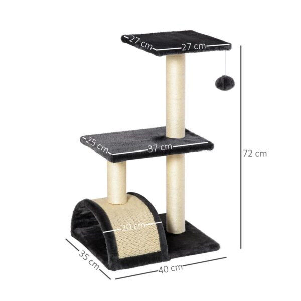 Indoor Cat Tree - With Scratching Post & Soft Pad Pro - dimensions view