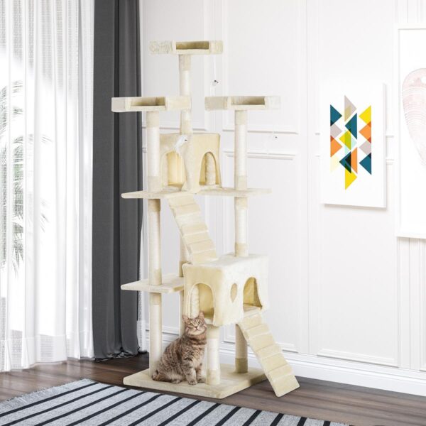 PetsMania Cat Tree for Indoor Cats Play Tower Activity Center Kitten Scratch Post Climbing Tower 181 cm - in use view