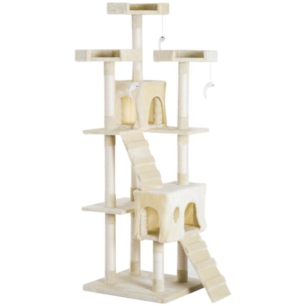 Large Cat Tower - Indoor Climbing & Scratching Post - white background view