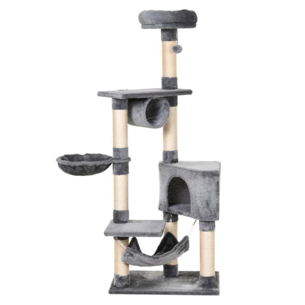 Multi-Level Cat Tree - 150cm Condo Tower with Toys & Scratching for Kittens - white background view