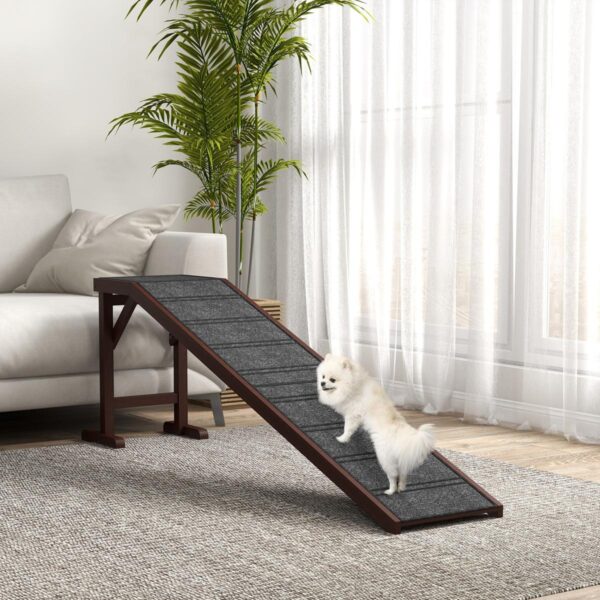 Pet Ramp for Dogs Cats Non-Slip Carpet Top Platform - Brown & Grey - in use view
