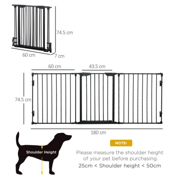 Pet Safety Gate - 3-Panel Indoor Playpen, Metal Fence & Divider - dimensions view
