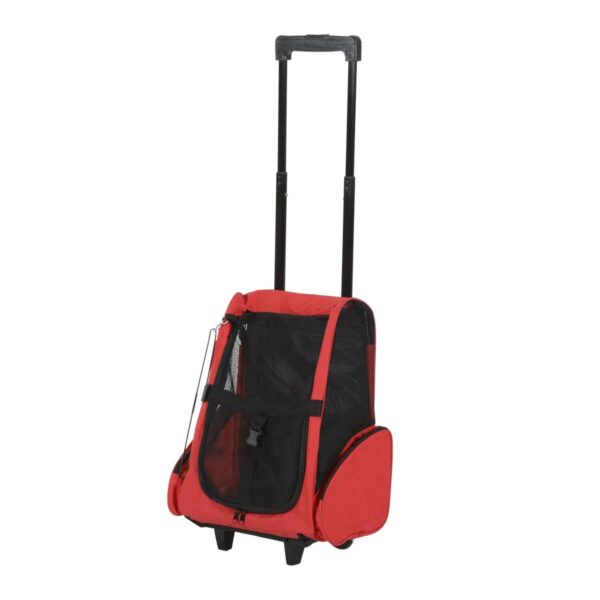 Pet Travel Backpack - Carrier with Trolley & Wheels - white background view