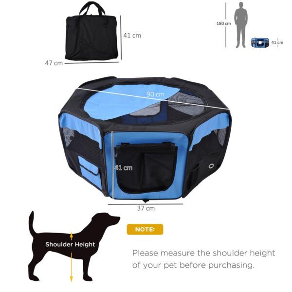 Portable Pet Playpen – Indoor & Outdoor Exercise Pen (90 x 41cm, Blue) - dimensions view