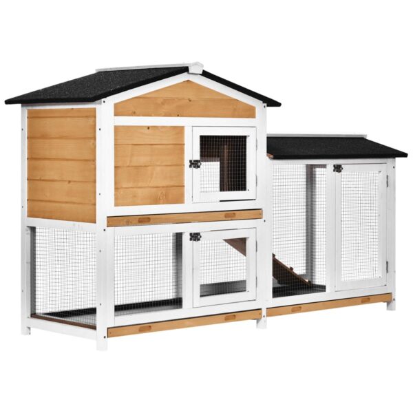 Rabbit Hutch & Guinea Pig House - 2‑Tier Cage - white background view