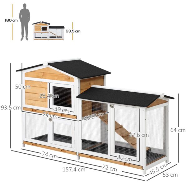 Rabbit Hutch & Guinea Pig House - 2‑Tier Cage - dimensions view
