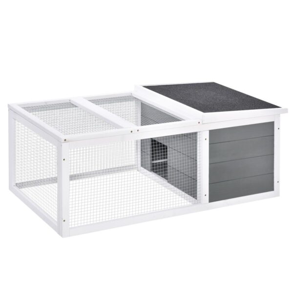 Rabbit Hutch for Guinea Pigs - Wooden Cage with Run - white background view