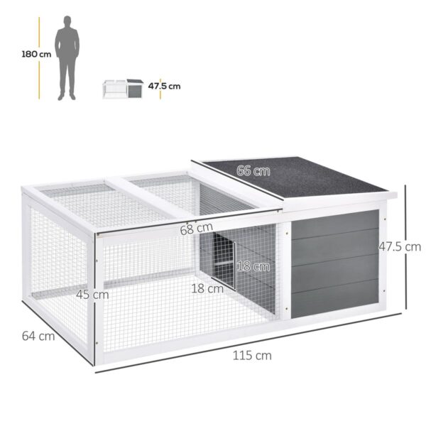 Rabbit Hutch for Guinea Pigs - Wooden Cage with Run - dimensions view