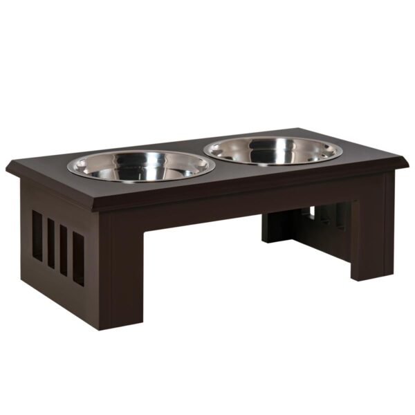 Raised Dog Feeding Bowls - Premium Stainless Stand - white background view